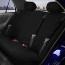 FH Group Light & Breezy Flat Cloth Cars Seat Covers Combo Steering Wheel Cover & Seat Belt Pads, Airbag and Split Rear Universal Fit Interior Accessories Cars Trucks SUV 7 Seater Three Row Set Black