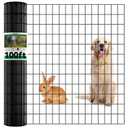 100ft(L) x 4ft(H) Welded Wire Fence, Black PVC Coated Wire Mesh, 16GA 2 Inch x 3 Inch Garden Edging Border, Roll Vinyl Metal Animal Barrier Fence for Yard Vegetable Plant Protection Poultry Netting