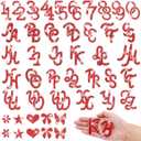 82 PCS Rhinestones Letter Patches Alphabet A-Z, Self Adhesive Number Patch 0-9 Glitter Stickers, Bling Star Butterfly Flower Iron on Letters for Clothing Bags Hats DIY Works(Red)