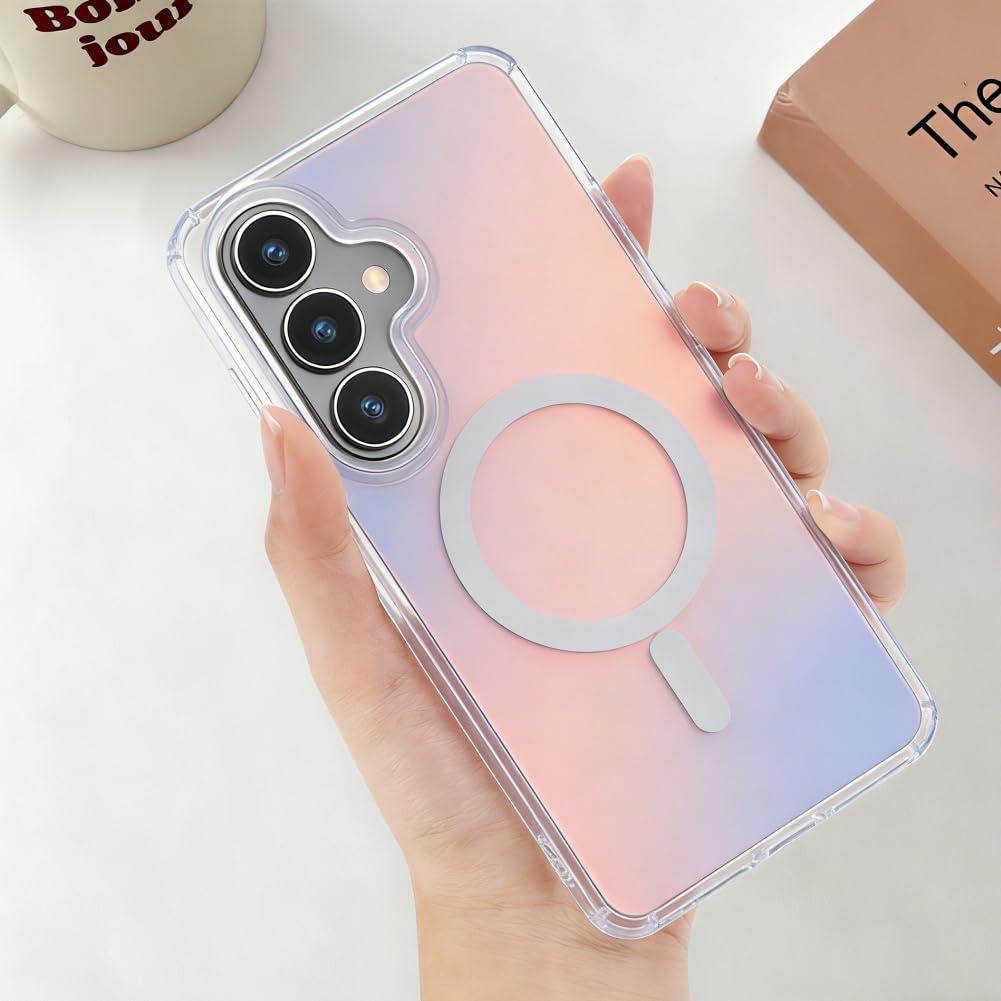 Ejdndng Magnetic for Samsung Galaxy S26 Plus Phone Case with Iridescent Design [Compatible with Magsafe] Cute Slim Shockproof Translucent Matte Back Protective Phone Cover for Women & Girls