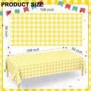WNINK 6 Pack Light Yellow Gingham Rectangular Plastic Tablecloths, Yellow and White Checkered Disposable Table Covers 54" x 108" for Birthday, Wedding, Bridal Shower, Outdoor Picnic Camping Parties