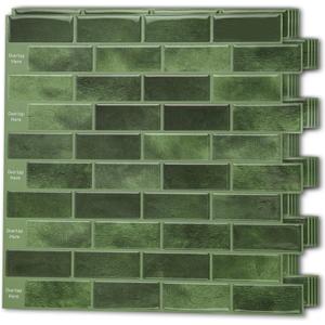 Art3d 10-Sheet Kitchen Backsplash Tiles Peel and Stick, Self Adhesive Wall Tile Sticker for Kitchen Island Bathroom Laundry Room RV Renter 12" x 12" - Jade Green