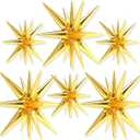 PartyWoo Metallic Gold Star Foil Balloons 6pcs Different Sizes Pack of 27 22 Inch Explosion Spike Mylar Balloons for Graduation Wedding Anniversary Bachelorette Engagement Birthday Party Decorations