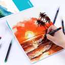 Hapikalor Watercolor Paper Pad, 9"x12" Water Color Paper, 140lb/300gsm Artist Painting Drawing Paper Book, Art Supplies for Adults Kids, Watercolors, Watercolor Paint Set, Sketchbook, Journal, Teal