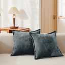 Luxurious Velvet Throw Pillow Covers 20x20 Set of 2 Decorative Pillow Covers Solid Square Cushion Case for Sofa Couch Bedroom Farmhouse, Blue Gray (20" x 20" (Pack of 2), Gray Blue)