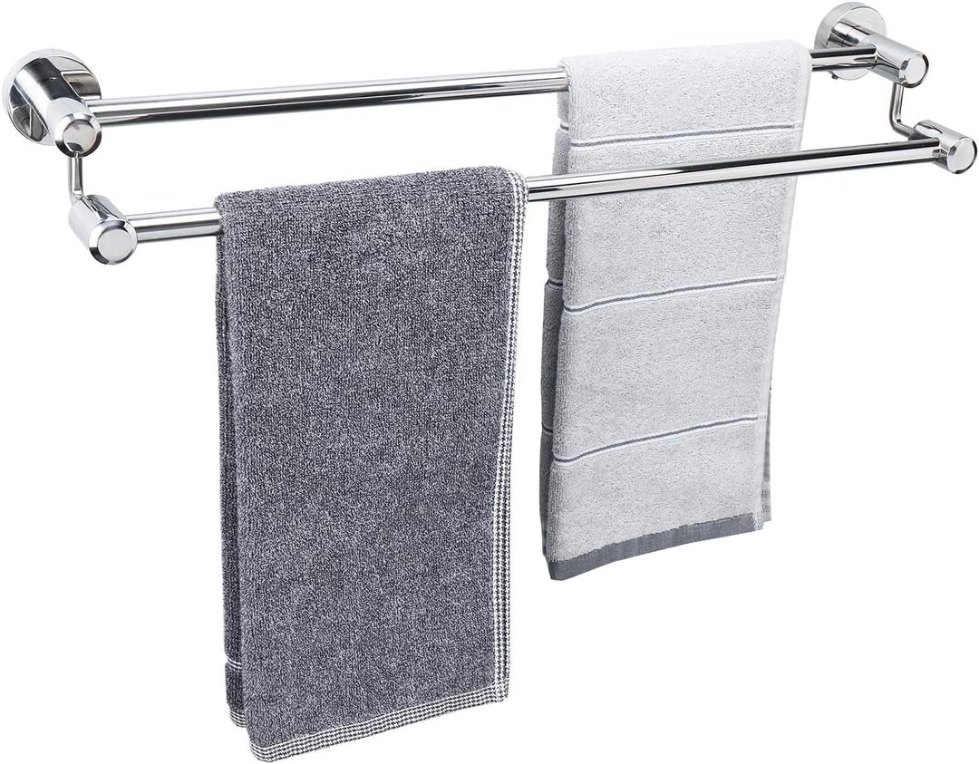 TocTen Double Bath Towel Bar - Thicken SUS304 Stainless Steel Towel Rack for Bathroom, Bathroom Accessories Double Towel Rod Heavy Duty Wall Mounted Towel Holder (Chrome, 24) (Round 24 Inch) TocTen Double Bath Towel Bar - Thicken SUS304 Stainless Steel Towel Rack for Bathroom, Bathroom Accessories Double Towel Rod Heavy Duty Wall Mounted Towel Holder (Chrome, 24) (Round 24 Inch)