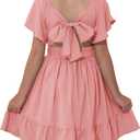 blibean Girls Summer Tie Back Dress Tween Kids Off Shoulder Dresses Size 4-15 Years (12-13 Years)