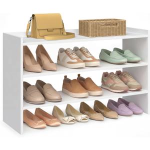VASAGLE 3-Tier Shoe Rack for Closet, Stackable Shoe Organizer Shelf