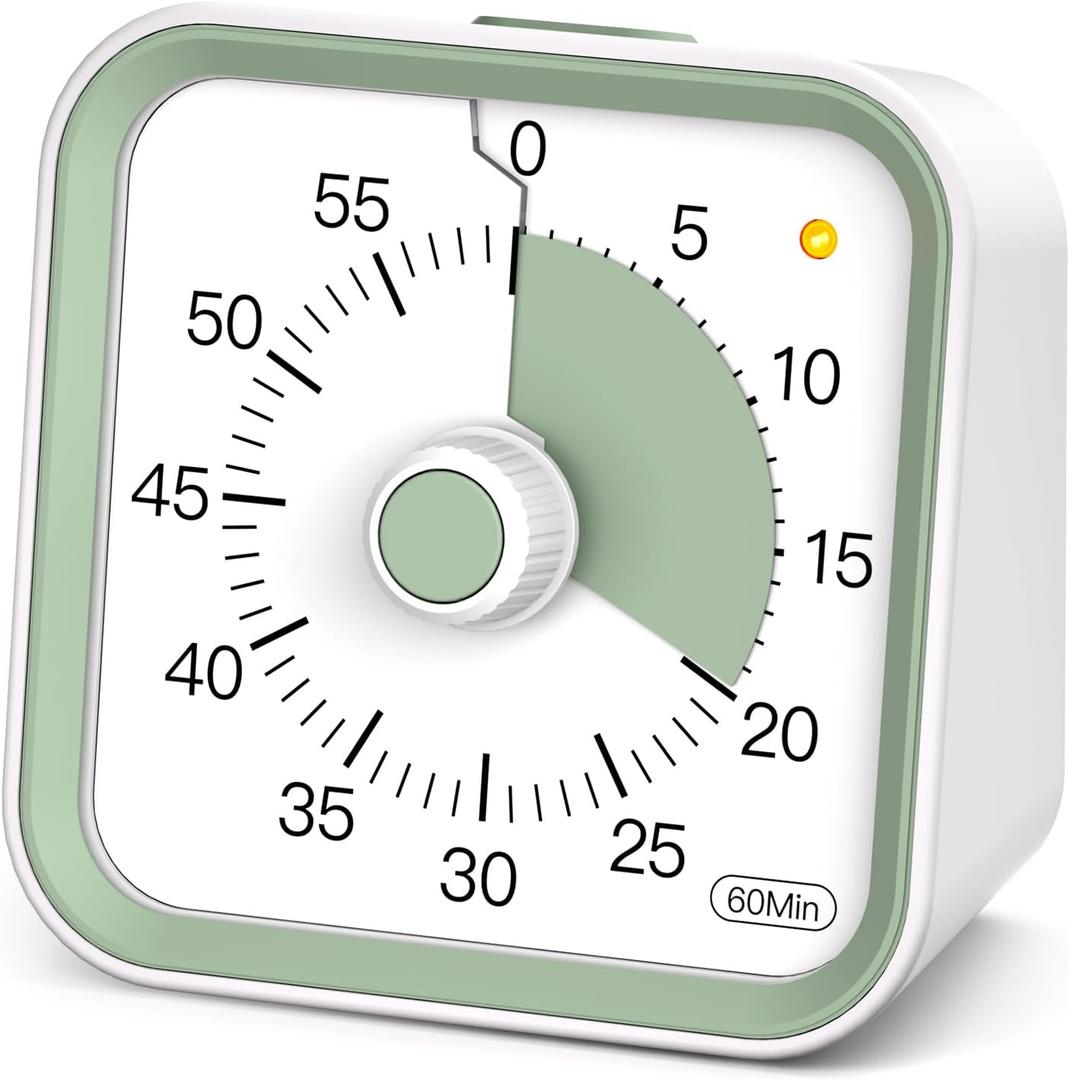 Visual Timer for Kids with Pause Function, 60 Minute Countdown Timer for Kids Desk Study, Teaching, Kitchen Cooking, Office Meetings, Time Management for ADHD (White)
