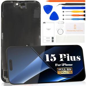 TFT for iPhone 15 Plus LCD Screen Replacement for iPhone 15 Plus LCD Display for iPhone 15 Plus A3094 A2847 A3093 A3096 Touch Screen Digitizer Assembly Repair Kits (Black)