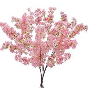 Fairblo 6Pcs Cherry Blossom Branches, Long Stem Artificial Cherry Blossom for Tall Vase, 33" Faux Cherry Blossom Branches for Home Living Room Office Wedding Party Hotel Decoration (Pink)