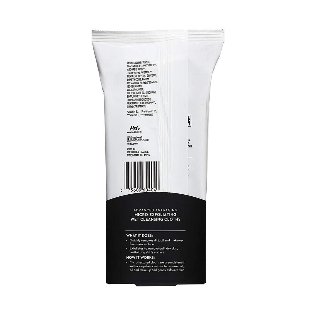 OLAY Regenerist Advanced Anti-Aging Micro-Exfoliating Cleansing Cloths 30 Each (Pack of 4)