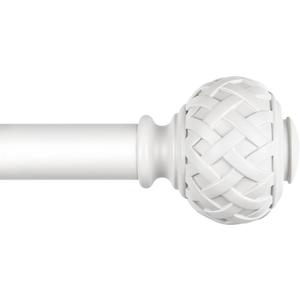 TONIAL White Curtain Rod 32 to 120 Inches, 7/8 Adjustable Curtain Rods for Windows 20 to 116 Inches, Splicing Drapery Rods Heavy duty with Netted Texture Finials