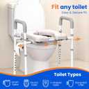 Raised Toilet Seat with Handles - Width & Height Adjustable Toilet Seat Risers for Seniors, Heavy Duty Handicap Toilet Riser, Fit Any Toilet, Up to 400lbs