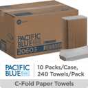 Pacific Blue Basic C-Fold Paper Towels by GP PRO, White, 20603, 240 Towels per Pack, 10 Packs