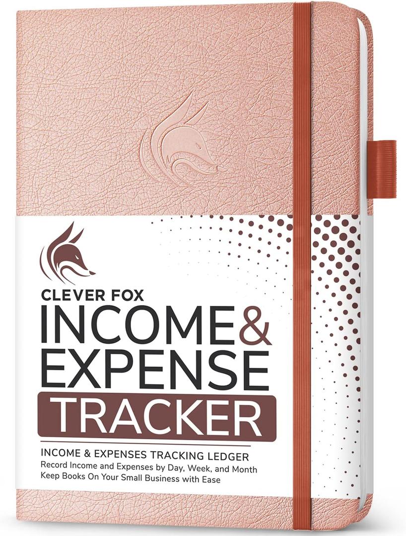 Clever Fox Income & Expense Tracker  Accounting & Bookkeeping Ledger Book for Small Business  1-Year Record Notebook, A5 (Rose Gold)