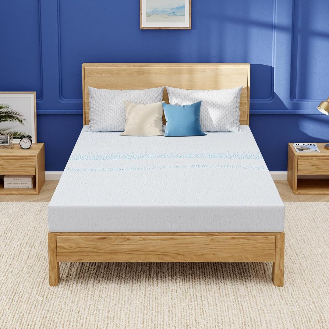 EGOHOME 6 Inch Full Mattress, Gel Memory Foam with Charcoal, Fiberglass Free, CertiPUR-US Certified, Medium Firm, Temperature-Regulating, Machine Washable Cover, 75" x 54" x 6"