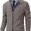 Msmsse Men's Cardigan Sweaters Full Zip Knitted Sweater for Men (XXL)