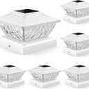 Solar Post Cap Lights Outdoor 6 Pack, 2 Mode Bright Fence Post Solar Lights Outdoor Waterproof, Deck Fence Post Cap Light Solar Powered for 4x4 4.5x4.5 5x5 Posts in Garden Decor