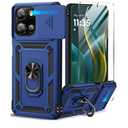 Taisairu for Motorola Moto G 2025/G 2026/G Play 2026 Case with Screen Protector & Slide Camera Lens Cover, Built-in Ring Stand Case for Moto G 2026/G 2025/G Play 2026 (Blue)