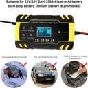 Automatic Smart Battery Charger Car 12V/24V | Pulse Repair Charger with LCD Display | Intelligent Mode Overvoltage Protection Temperature Monitoring for Car, Truck, Motorcycle, Boat, SUV, ATV