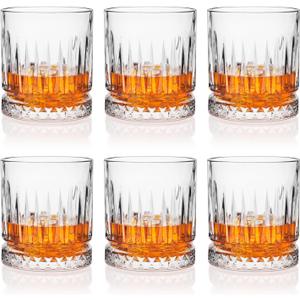 Whiskey Glasses Set of 6, 11oz Old Fashioned Cocktail Glasses, Lead-free Crystal Scotch Bourbon Glass, Whiskey Tumblers for Scotch Bourbon