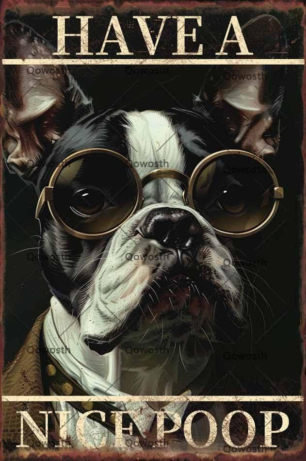 5 x Have a Nice Poop Dog Decor Bathroom Funny Novelty Metal Sign Retro Wall Decor Bars Restaurants Cafes Office Store Club Sign Gift Plaque Poster Wine Bar Decor 8x12 inch