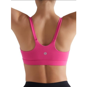 RUNNING GIRL Y-Back Sports Bras for Women, Medium Impact Wirefree Padded Bra Workout Crop Top Longline Sports Bra Push up, Rose red, Medium