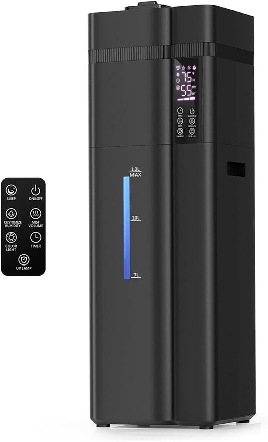 13L/3.43Gal Humidifier Large Room, 800ft² Coverage, 100H Runtime, Auto Humidity Control, Top Fill, Humidifiers for Bedroom, 35dB Quiet, Sleep Mode, Aroma Diffuser, 24H Timer, Auto Shut-off Protection