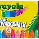 Crayola Ultimate Washable Chalk Collection (64ct), Bulk Outdoor Sidewalk Chalk for Kids, Anti-Roll Sticks, Recess Toys for Kids, Back to School Gifts