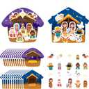 PAIVSUN 24Pcs Nativity Craft Sticker, Make a Nativity Scene Stickers DIY Hanukkah Christmas Crafts Kits for Xmas Tree Ornament Classroom Religious Christian Party Game Supplies, 2 Designs