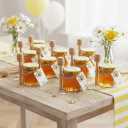 Adabocute 20 Pack Mini Honey Jars with Dipper - Perfect for Baby Shower Favors and Wedding Favors - Includes Bee Pendants Tags and Jute Bags - Gold Lid