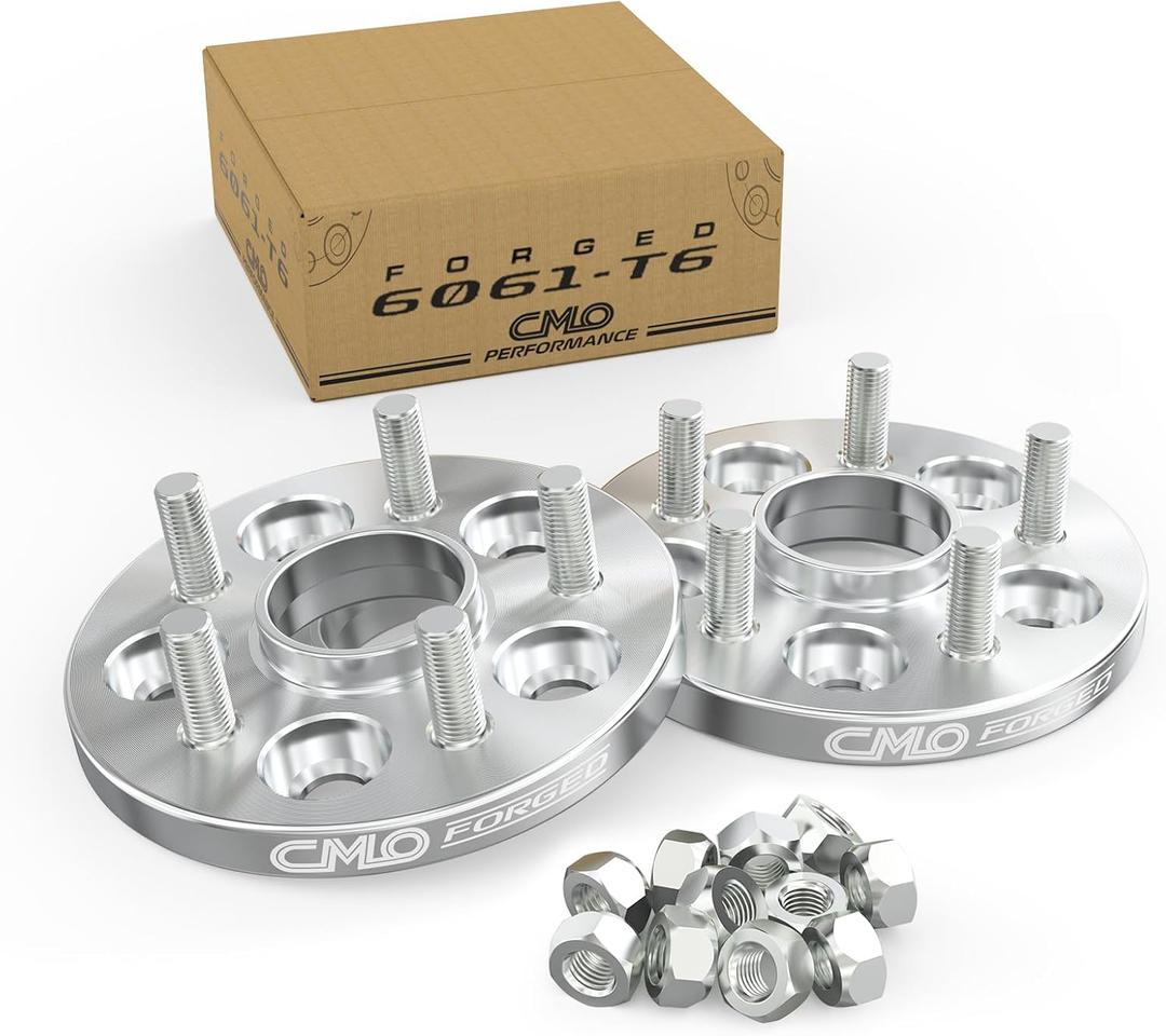 Customadeonly Forged 5x114.3 Wheel Spacers 15mm Hubcentric  Converts 67.1mm Hub to 56.1mm Wheel Bore  Compatible for Hyundai Mazda Mitsubishi 5x114.3 Hub  M12x1.5 Studs (2pcs)