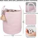 XUANGUO Cotton Rope Laundry Basket Hamper for Girls Kids Baby Nursery Hamper Bin Woven Storage Basket for Living Room Girls room Boho Tall Rope Baskets for Blanket Toys Large light pink, Regular