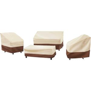 loriano Patio Furniture Cover Set, 4 Piece Outdoor Furniture Cover Waterproof, 600D Heavy Duty Lawn Patio Set Covers (Beige)