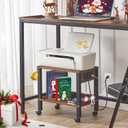 HOOBRO 2-Tier Printer Stand with Charging Station, Under Desk Printer Table, Printer Cart with Storage Shelves, Shelf for Small Spaces, for Home Office, Rustic Brown and Black BF38UPS01