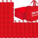 Windyun Reusable Grocery Bags Large Non Woven Shopping Bags with Handles Foldable Portable Tote Bulk, 12.6 x 11.8 x 6.3 Inch (Red)