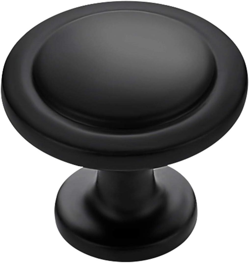 Ravinte 30 Pack 1-1/4 inch Matte Black Zinc Euro-Style Cabinet Knobs, Drawer Pulls & Door Handles