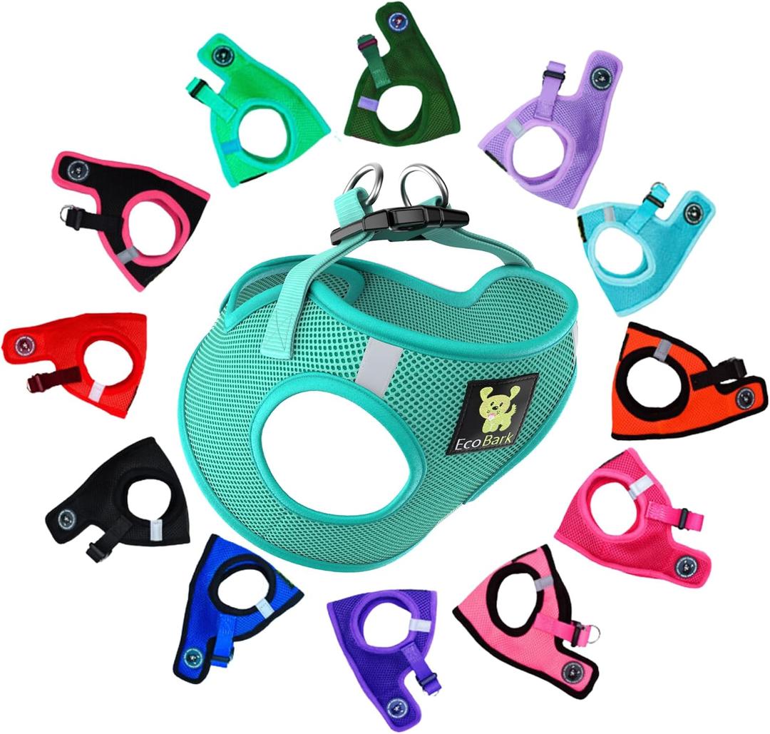 EcoBark Teacup Dog Harness - Luxury Step in Mesh Dog Harnesses in Mint Turquoise XXS
