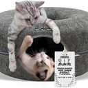 MeowMansion - Indoor Cat Tunnel Bed - Scratch Resistant Peekaboo Cave Donut Shape - Multifunctional Playground, Caves, Toys (Grey)