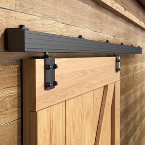 8FT/96'' Exterior Sliding Barn Door Hardware Kit, Box Rail Track, Heavy Duty Aluminum Alloy Wall Mount Kit for Indoor/Outdoor Single Door Use (NO Door)