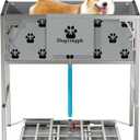 Foldable Elevated Dog Bathtub with Drain 300 lb Capacity Portable Pet Shower Wash Station for Bathing Grooming Small Medium and Large Dogs, and Indoor Outdoor Use (1 PVC-TUB-L)