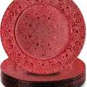 SOUJOY 12 Pack Red Charger Plates, 13 Inch Dinner Plate, Plastic Christmas Phoenix Pattern Elegant Serve Ware Plates for Weddings, Parties, Anniversary