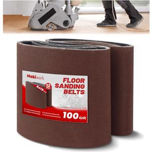 8 inch x 19 inch 100 Grit Sanding Belts, 12 Pack, EZ 8 Drum Sander Sandpaper Rolls for Woodworking and Floor Polishing, Aluminum Oxide Sander Sleeves