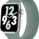 Silicone Braided Solo Loop Compatible with Apple Watch Band 38mm 40mm 41mm 42mm 44mm 45mm 46mm 49mm, Stretchy Elastic Sport Strap Compatible for iWatch Series 10/9/8/7/6/5/4/3/2/1/SE/Ultra/Ultra 2, (Green)
