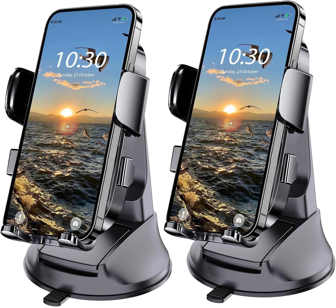 Boat Phone Mount, Suction Cup Boat Cell Phone Holder Marine Heavy Duty Dash Universal Desk Waterproof Boating Phone Holder for Kayak Sailing Marine Marina for iOS Android Smartphone (2PCS)