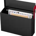 Wall-Mount Mailbox for Outside, Large Capacity Rust-Proof Mail Box with Stay-Open Lid & Red Flag Kit, Galvanized Steel Weather-Resistant Post Box for House Outside, 10.5"x4.3"x14.2", Black