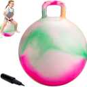 ZOOJOY Hopper Ball for Kids, 18 Inch Bouncy Ball with Handle, Clouds Girl Toys for Indoor Outdoor Active Play, Best Inflatable Balance Hopping Toys for Girls Boys Gifts 3 4 5 6 7 8 Years Old (Green+pink Clouds)