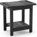 LUE BONA HDPS Shower Benches for Inside Shower, Black Shower Stool for Shaving Legs with Shelf, Waterproof Shower Chair Seat for Spa Bathroom, Weather Resistant/Non-Slip/Handles/Indoor or Outdoor Use