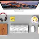 WAYBER Leather Desk Pad Protector, Waterproof Mouse Pad, PU Desk Mat, Office Desk Cover, Desk Writing Mat for Office/Home/Work/Cubicle (Light Gray) 23.7x13.8 in